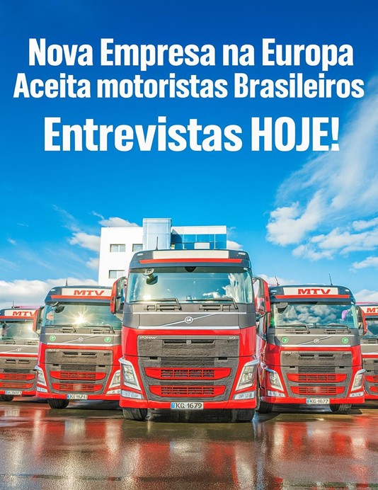 VAGAS PARA MOTORISTAS CNH E  NA LETÔNIA – Entrevistas em Espanhol - eles aceitam mulheres motoristas  CNH E - BOA PROPOSTA !!     Salário: €2.500 a €3.200 por mês (≈ R$ 19.826,55)        Cargo:  Motoristas com CNH Categoria E – Oportunidade na Europa        Descrição:  Seleção de motoristas internacionais VIKINGS para dirigir caminhões Volvo e Mercedes novos, em diversas rotas pela Europa.  Não é exigida muita experiência — há autoescola própria para quem precisar.        Requisitos:  ✔ Inglês intermediário ou Espanhol     O que a empresa oferece:  Treinamento e estágio remunerados Contrato de trabalho formal Acomodação paga pela empresa Caminhão com sistema de navegação Pagamento de estacionamentos Internet e comunicação custeadas Pacote social com contribuição para aposentadoria Suporte completo com documentação e CNH categoria E 45 horas de descanso na base ou hotel Projeto especial: RED TRUCKS  Vagas exclusivas para a América Latina – MTV Intercâmbios Profissionais      ZAP 11 9 4858 2000        Um super BÔNUS de 1 mil Euro espera por você lá.  Sim, eles terão a oportunidade de receber bônus. Aqui estão os critérios:  Sistema de bônus Durante o primeiro ano de emprego, os novos motoristas têm a oportunidade de receber um bônus de desempenho. O valor do bônus é de € 1.000 (mil euros). Para receber o bônus, as seguintes condições devem ser atendidas: 1. 250 dias trabalhados na cabine durante o ano, 2. Obtenção da 3ª categoria salarial*, 3. Ausência de danos ao equipamento, 4. Ausência de reclamações sobre o trabalho, 5. Após 6 meses de operação, o consumo de combustível é monitorado.  * Categoria 1 - estagiário Categoria 2 - período probatório Categoria 3 - emprego permanente Categoria 4 - mais alta Categoria 5 - VIP        WhatsApp Image 2026-03-19 at 11.33.13.jpeg    Regime de Trabalho  • Rotas em toda a Europa  • Inicialmente trabalho em dupla de motoristas  • Possibilidade futura de rotas específicas: o Escandinávia o Reino Unido  ⏱ ️ Escala de trabalho  • Preferência: 3 a 4 meses trabalhando  • A cada mês trabalhado → 1 semana de férias acumulada  • Descanso máximo: 60 dias     Bônus Disponíveis  • Economia de combustível  • Trabalho em equipe  • Experiência e fidelidade à empresa  • Atividades extras (carga/descarga)  • Treinamento de novos motoristas